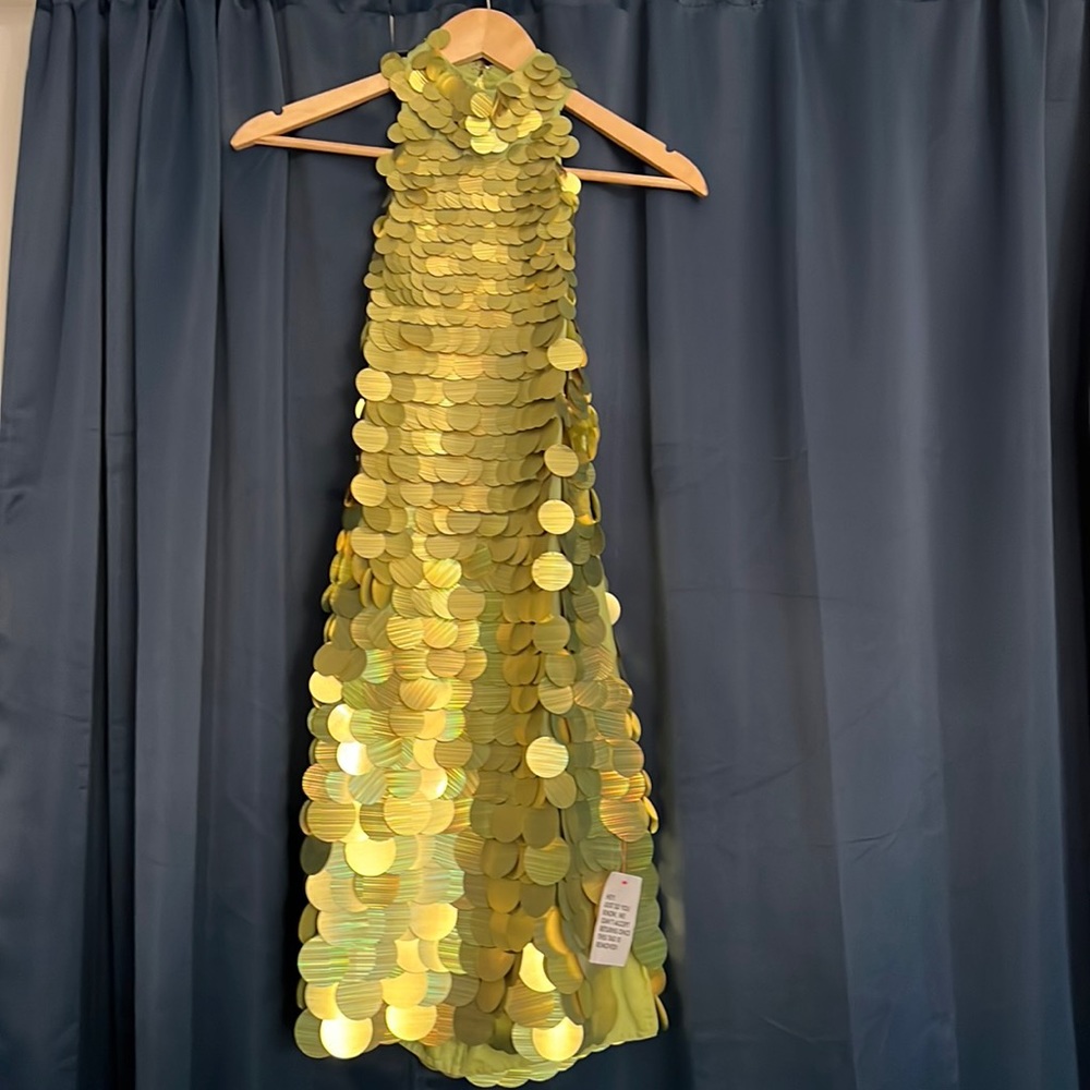 Asos disc sequin dress in green